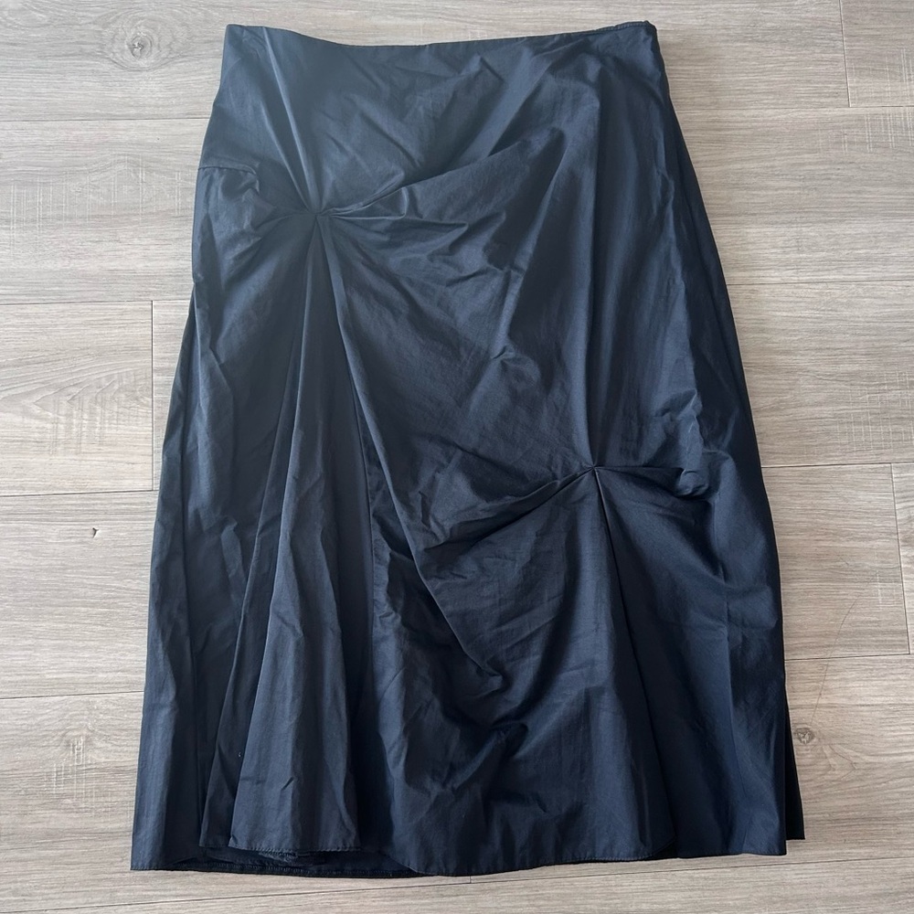 Ronen Chen Black Ruched Pencil Skirt